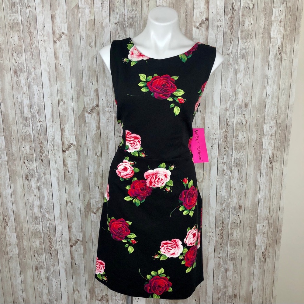 ❎SOLD Betsey Johnson Black Floral Crisscross Dress - Picture 10 of 10